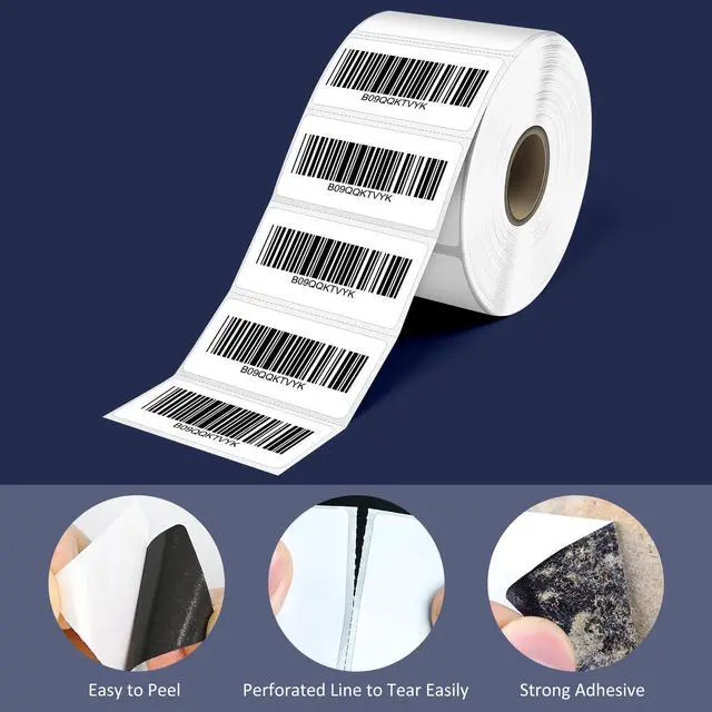 Alt view image 4 of 7 - 2" x 1" Direct Thermal Labels, Permanent Adhesive Barcode Adress Labels & Compatible with Rollo, Zebra and Other Desktop Printers (1 Roll, 1300 Labels)