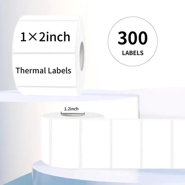 Alt view image 3 of 7 - 2x1 Inch Thermal Labels, White Thermal Printer Stickers, Waterproof Self-Adhesive Shipping Label Printer Sticker for Barcode, Name, Address, 300 Labels/Roll