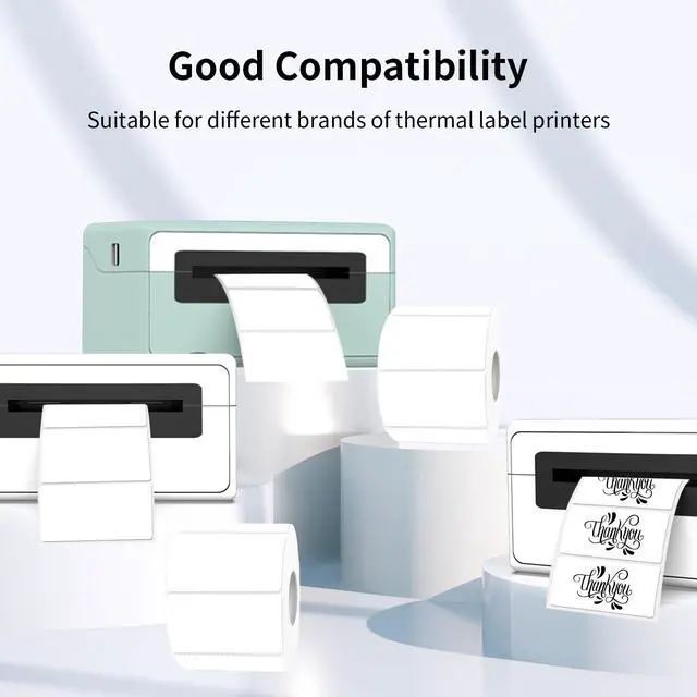 Alt view image 4 of 7 - 2x1 Inch Thermal Labels, White Thermal Printer Stickers, Waterproof Self-Adhesive Shipping Label Printer Sticker for Barcode, Name, Address, 300 Labels/Roll