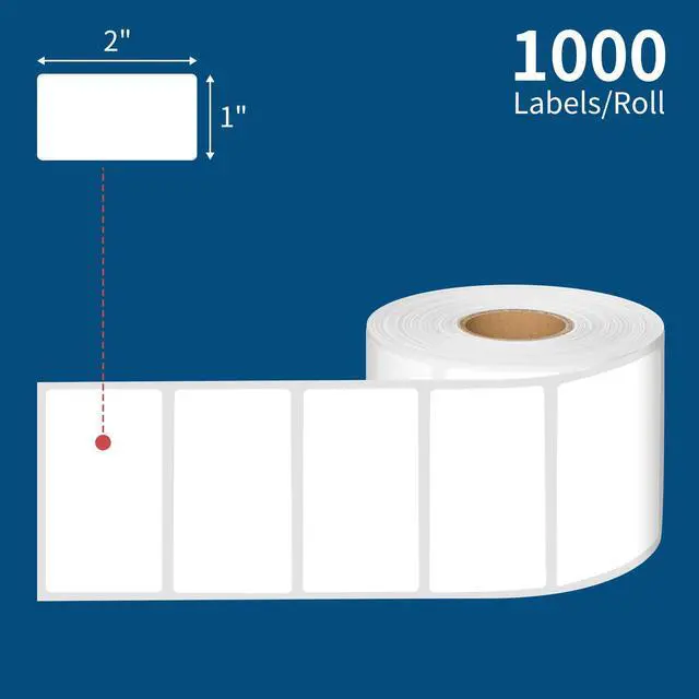 Alt view image 2 of 7 - 2" x 1" Direct Thermal Label-1000 Labels Printer Labels for Barcode, Waterproof & Adhesive, Perforated Compatible with Rollo and Zebra Desktop Printers(NO BPA and BPS)