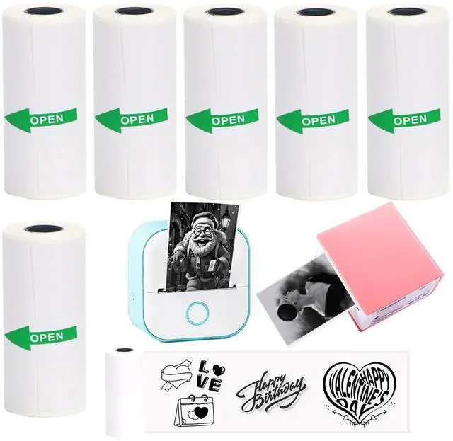 Main image of 6 Rolls White Thermal Sticker Paper for Phomemo T02/M02/M02S PRO Mini Printer,Self-Adhesive Paper 53 * 28mm,HD Label for Pocket Inkless Portable Photo Printer to Print,Note,list