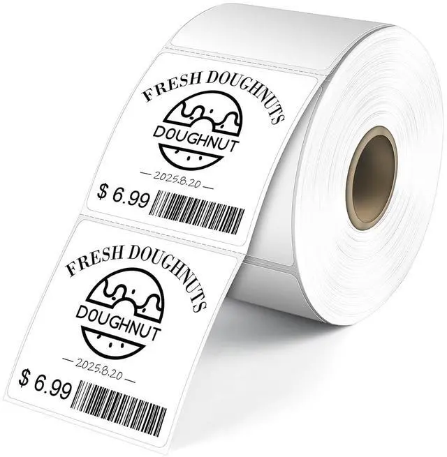 Main image of 2" x 2" Direct Square Thermal Labels, Perforated QR Code and Barcode Stickers & Compatible with Rollo, Zebra and Other Desktop Printers (1 Roll, 750 Labels)
