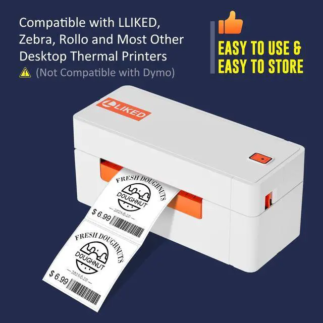 Alt view image 7 of 7 - 2" x 2" Direct Square Thermal Labels, Perforated QR Code and Barcode Stickers & Compatible with Rollo, Zebra and Other Desktop Printers (1 Roll, 750 Labels)