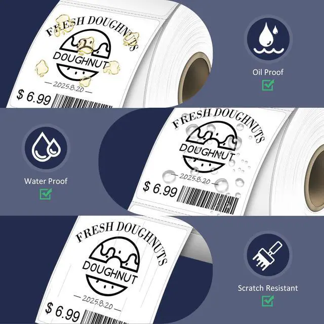 Alt view image 5 of 7 - 2" x 2" Direct Square Thermal Labels, Perforated QR Code and Barcode Stickers & Compatible with Rollo, Zebra and Other Desktop Printers (1 Roll, 750 Labels)