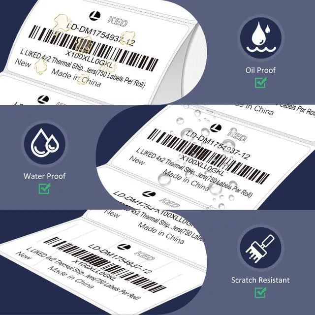 Alt view image 5 of 7 - 4" x 2" Direct Thermal Labels, Permanent Adhesive Barcode Shipping Labels & Compatible with Rollo, Zebra and Other Desktop Printers (1 Roll, 750 Labels)