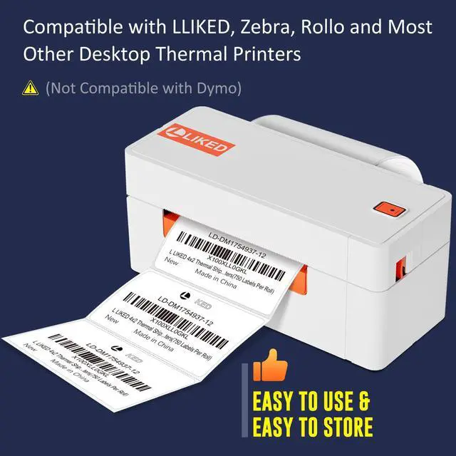 Alt view image 7 of 7 - 4" x 2" Direct Thermal Labels, Permanent Adhesive Barcode Shipping Labels & Compatible with Rollo, Zebra and Other Desktop Printers (1 Roll, 750 Labels)