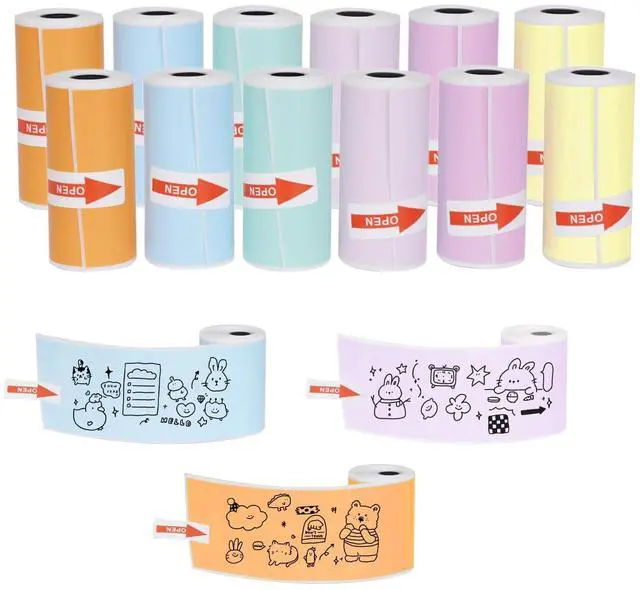 Main image of 12PCS Self-Adhesive Mini Thermal Printer Paper,Sticker Paper for Printer,Thermal Sticker Papers for Journal Photos,Lists,Study Notes and Scrapbooking