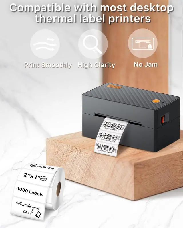 Alt view image 5 of 7 - 2x1 Inch Thermal Labels, White Rectangle Thermal Printer Stickers