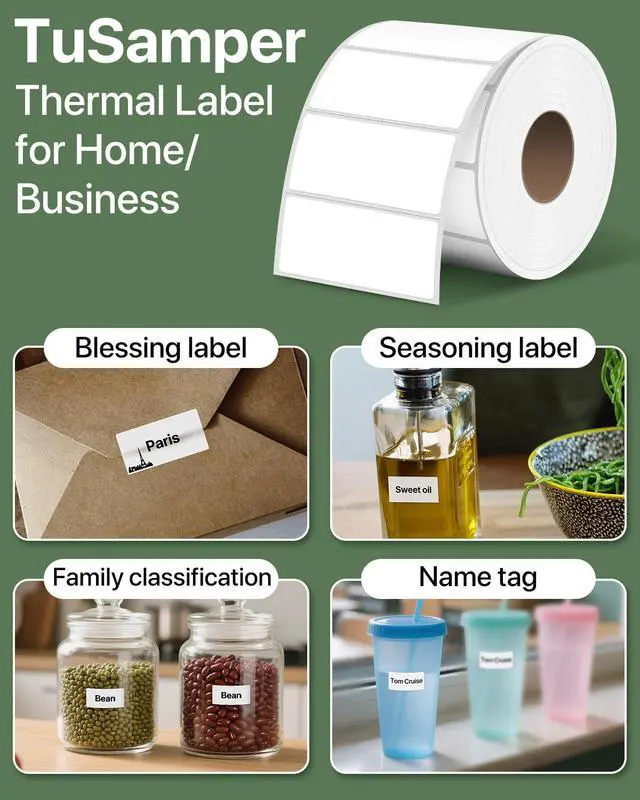 Alt view image 5 of 6 - 2x1 Thermal Labels, White Thermal Sticker Labels, 1000 Sheets/Roll