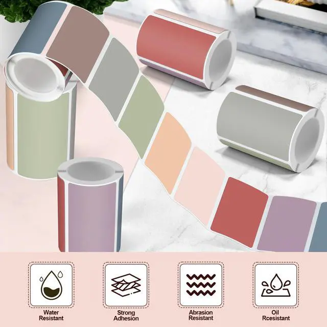 Alt view image 4 of 6 - 8 Colors/ 1 Roll Square Thermal Sticker Labels Self Adhesive Direct Thermal Labels Multipurpose Printer Paper for DIY, Name Tag, 1.18 x 1.97 Inches/ 30 x 50 mm(Morandi Color)