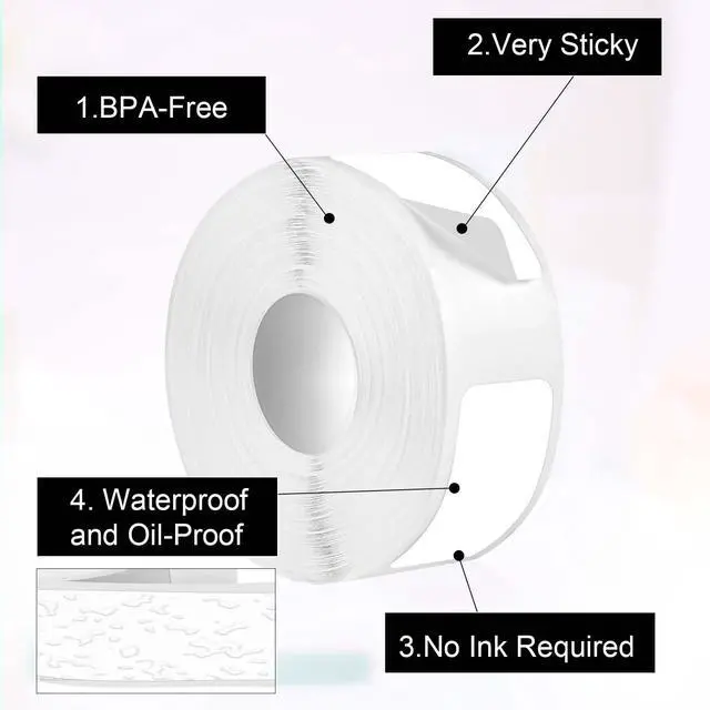 Alt view image 3 of 7 - 3 Rolls Label Maker Tape for Phomemo D30, Label Printer Paper Stickers Waterproof Thermal Self-Adhesive Label Thermal Paper for Label Maker Machine for Home Office School (White, 12mm x 22mm)