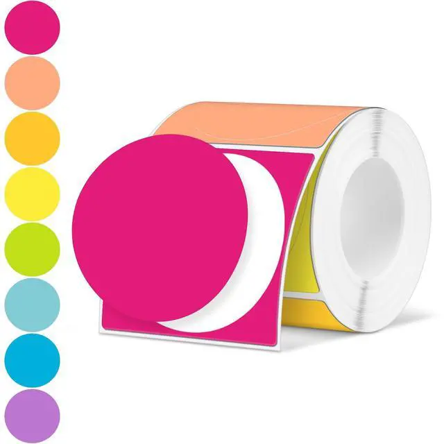Main image of 500 Pcs/ 1 Roll Thermal Sticker Labels Self Adhesive Direct Thermal Labels Multipurpose Printer Stickers for DIY, Name Tag(Round,1.5 Inches,Vibrant Color)