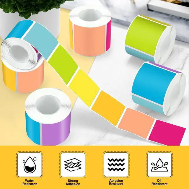 Alt view image 4 of 7 - 500 Pcs/ 1 Roll Thermal Sticker Labels Self Adhesive Direct Thermal Labels Multipurpose Printer Stickers for DIY, Name Tag(Round,1.5 Inches,Vibrant Color)