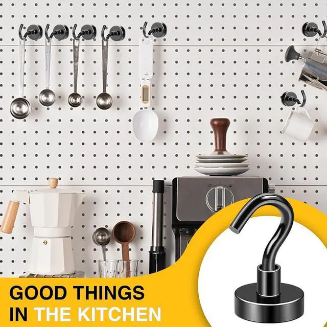 Alt view image 6 of 6 - Magnetic Hooks,85lbs Heavy Duty Magnets with Hook Black 12 Pack