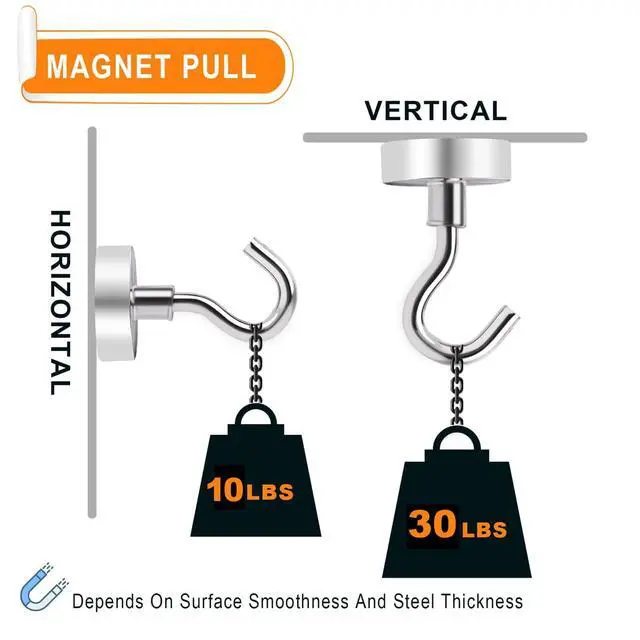 Alt view image 2 of 7 - Magnetic Hooks 30lbs Strong Magnets Hook 36 Pack