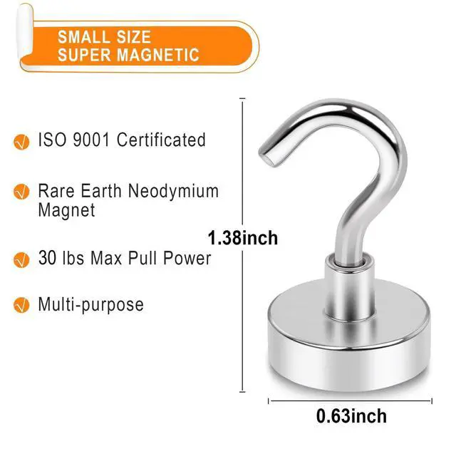 Alt view image 3 of 7 - Magnetic Hooks 30lbs Strong Magnets Hook 36 Pack