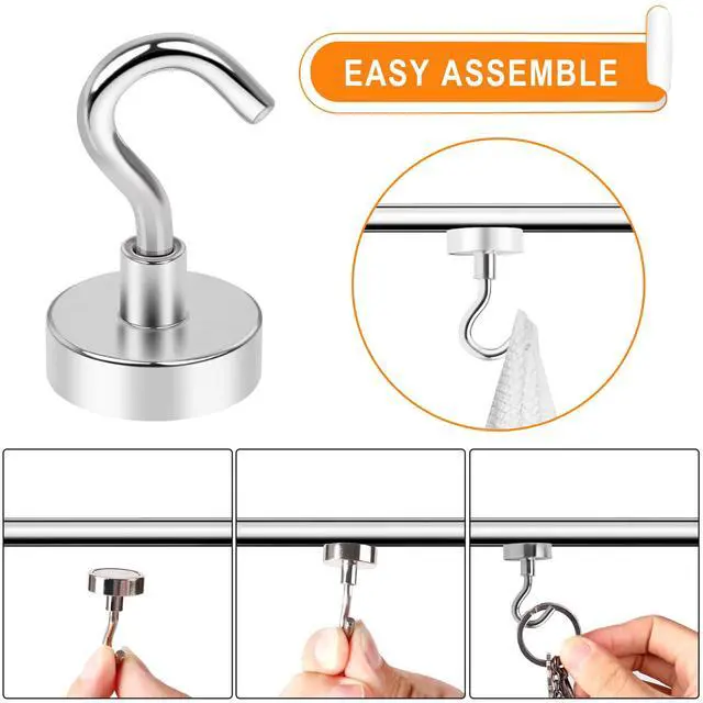 Alt view image 4 of 7 - Magnetic Hooks 30lbs Strong Magnets Hook 36 Pack