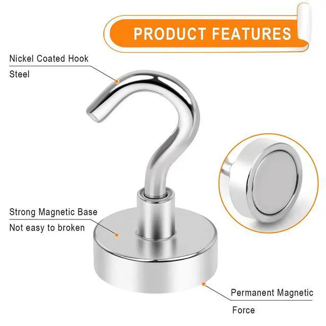 Alt view image 5 of 7 - Magnetic Hooks 30lbs Strong Magnets Hook 36 Pack