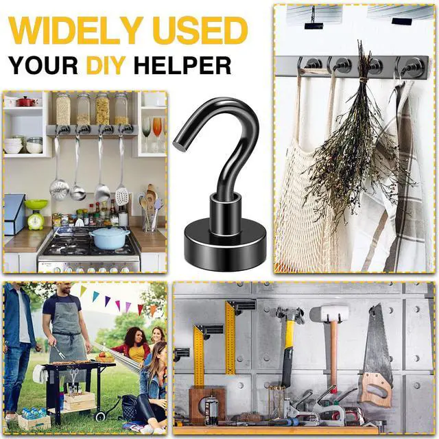 Alt view image 3 of 7 - Magnetic Hooks 6pcs 30lbs+ Cruise Essentials 2026 Magnet Hook Black