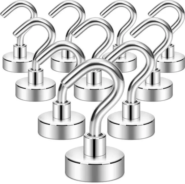 Main image of Magnetic Hooks, 30lb Heavy Duty, Silver, 10 Pack