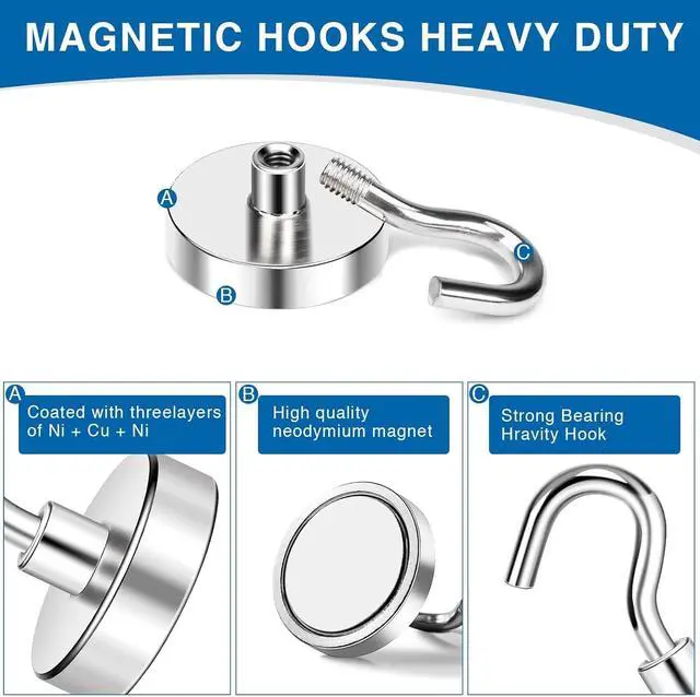 Alt view image 5 of 7 - Magnetic Hooks, Cruise Essentials 2026, 15 Pack-30LBS