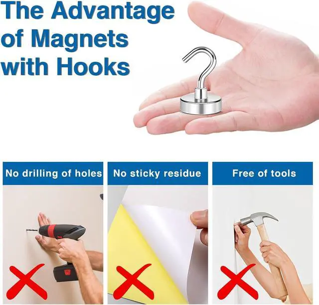 Alt view image 6 of 7 - Magnetic Hooks, Cruise Essentials 2026, 15 Pack-30LBS
