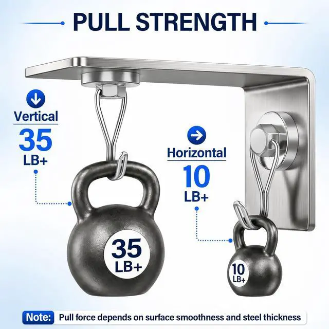 Alt view image 4 of 7 - Magnetic Hooks for Cruise Cabins, 10 Pack, 35LB+, Silver