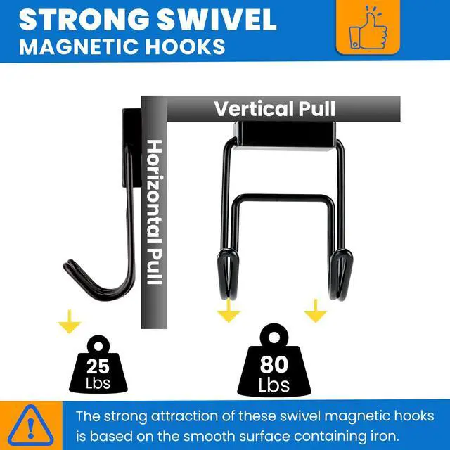 Alt view image 2 of 7 - Magnetic Hooks 80LBS, 6 Pcs Cruise Essential Heavy Duty Black Hook