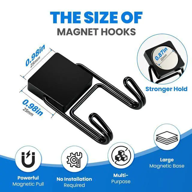 Alt view image 3 of 7 - Magnetic Hooks 80LBS, 6 Pcs Cruise Essential Heavy Duty Black Hook