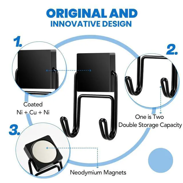 Alt view image 5 of 7 - Magnetic Hooks 80LBS, 6 Pcs Cruise Essential Heavy Duty Black Hook