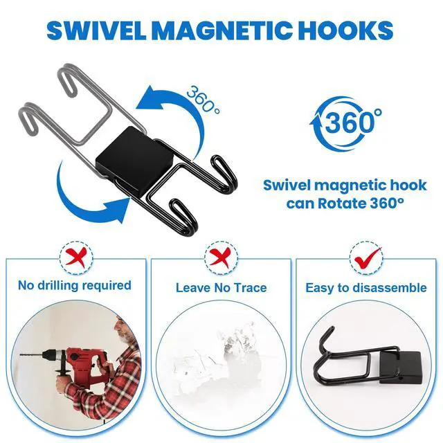 Alt view image 4 of 7 - Magnetic Hooks 80LBS, 6 Pcs Cruise Essential Heavy Duty Black Hook