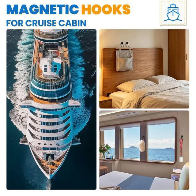 Alt view image 6 of 7 - Magnetic Hooks 80LBS, 6 Pcs Cruise Essential Heavy Duty Black Hook