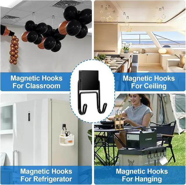 Alt view image 7 of 7 - Magnetic Hooks 80LBS, 6 Pcs Cruise Essential Heavy Duty Black Hook