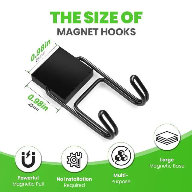 Alt view image 2 of 7 - Magnetic Hooks 6Pcs 50lbs+ Magnet Hook Cruise Essentials Black