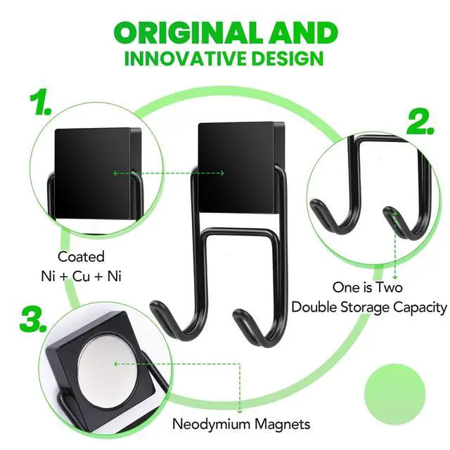 Alt view image 4 of 7 - Magnetic Hooks 6Pcs 50lbs+ Magnet Hook Cruise Essentials Black