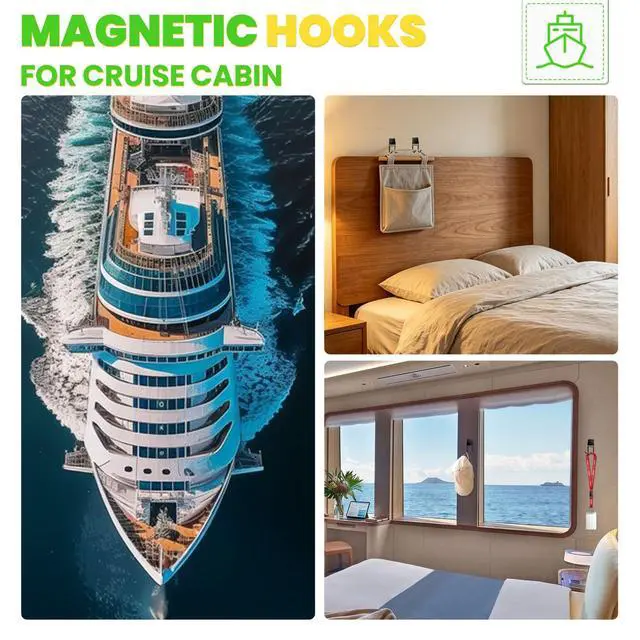 Alt view image 6 of 7 - Magnetic Hooks 6Pcs 50lbs+ Magnet Hook Cruise Essentials Black