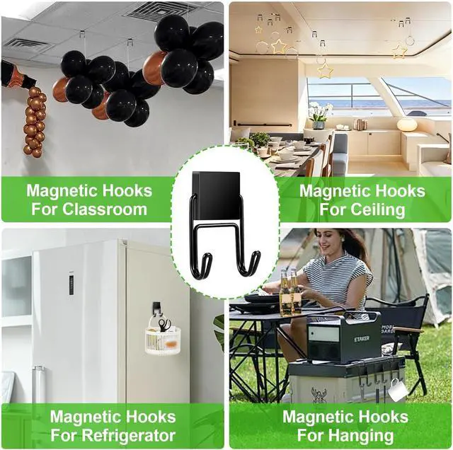Alt view image 7 of 7 - Magnetic Hooks 6Pcs 50lbs+ Magnet Hook Cruise Essentials Black