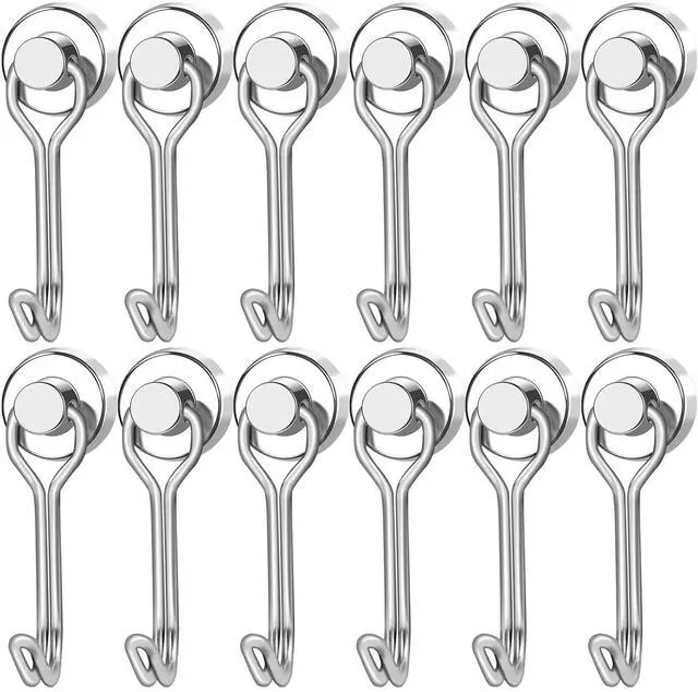 Main image of Swivel Magnetic Hooks, 30LBS, Pack of 12