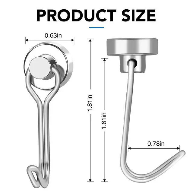 Alt view image 2 of 7 - Swivel Magnetic Hooks, 30LBS, Pack of 12