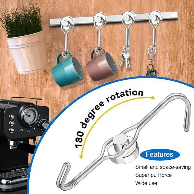 Alt view image 6 of 7 - Swivel Magnetic Hooks, 30LBS, Pack of 12