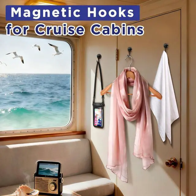 Alt view image 2 of 7 - 30lbs+ Magnetic Hooks and Clips for Cruise Cabins, 12 Pack Cruise Magnetic Organizer for Hanging Clothes, Hat, Lanyards, Daily Schedules - Cruise Essentials 2026, Magnetic Hanger for Classroom, Fridge