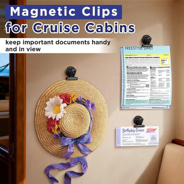 Alt view image 3 of 7 - 30lbs+ Magnetic Hooks and Clips for Cruise Cabins, 12 Pack Cruise Magnetic Organizer for Hanging Clothes, Hat, Lanyards, Daily Schedules - Cruise Essentials 2026, Magnetic Hanger for Classroom, Fridge
