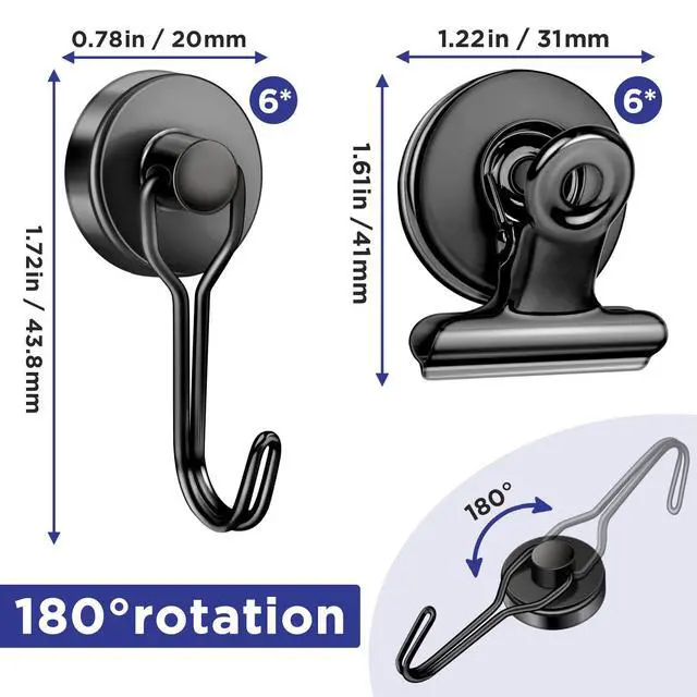 Alt view image 5 of 7 - 30lbs+ Magnetic Hooks and Clips for Cruise Cabins, 12 Pack Cruise Magnetic Organizer for Hanging Clothes, Hat, Lanyards, Daily Schedules - Cruise Essentials 2026, Magnetic Hanger for Classroom, Fridge