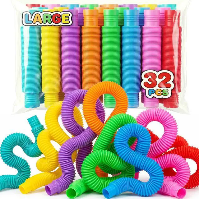 Main image of 32 Pack Pop Tubes Sensory Toys Party Favors Fidget Toys Bulk for Kids