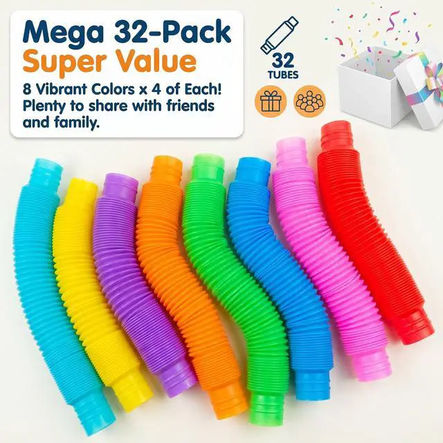 Alt view image 4 of 7 - 32 Pack Pop Tubes Sensory Toys Party Favors Fidget Toys Bulk for Kids