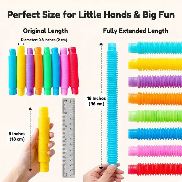 Alt view image 6 of 7 - 32 Pack Pop Tubes Sensory Toys Party Favors Fidget Toys Bulk for Kids