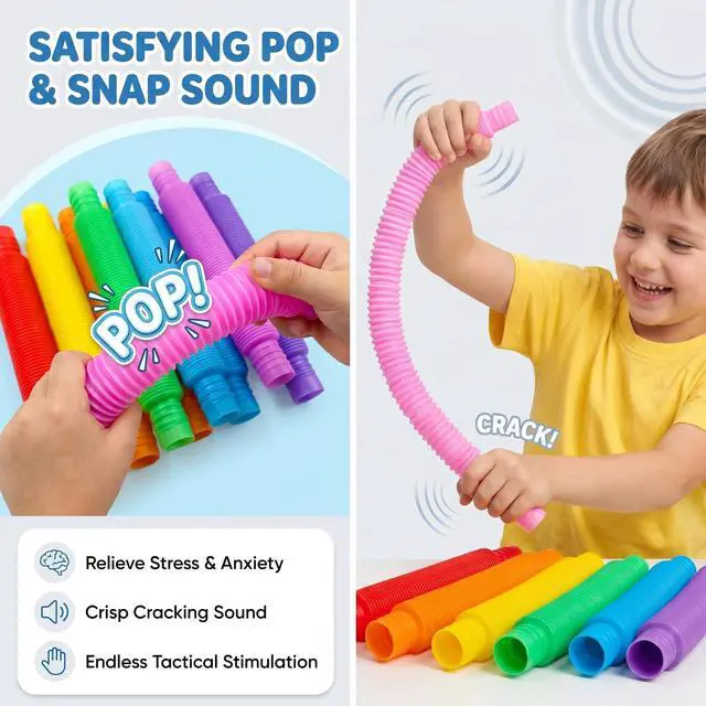 Alt view image 5 of 7 - 32 Pack Pop Tubes Sensory Toys Party Favors Fidget Toys Bulk for Kids