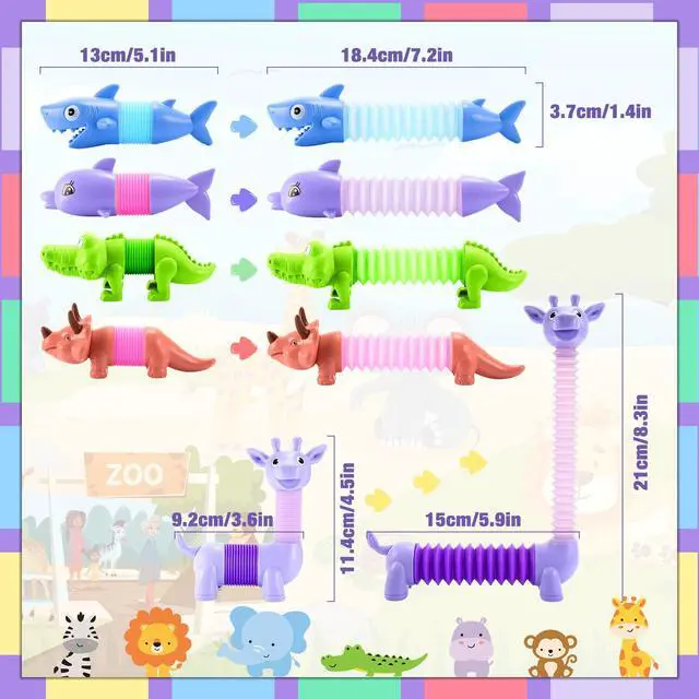 Alt view image 6 of 7 - Animals Fidget Toys for Toddlers: 6 Pack LED Animal Pop Tubes for Kids 3 4 5 6 7 8 Year Old Girls Boys Toddler Birthday Gifts Autism Sensory Toy for Grandkids Age 3-8 Tube