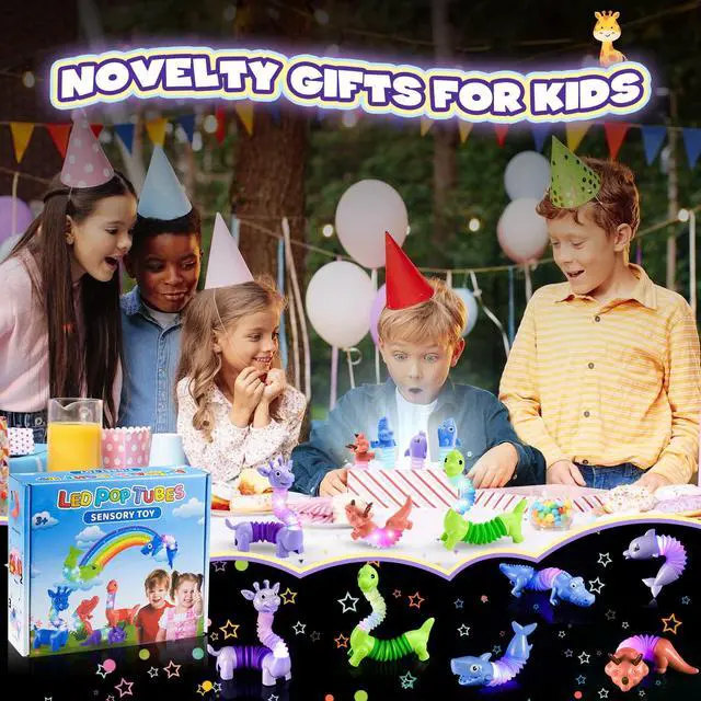 Alt view image 7 of 7 - Animals Fidget Toys for Toddlers: 6 Pack LED Animal Pop Tubes for Kids 3 4 5 6 7 8 Year Old Girls Boys Toddler Birthday Gifts Autism Sensory Toy for Grandkids Age 3-8 Tube