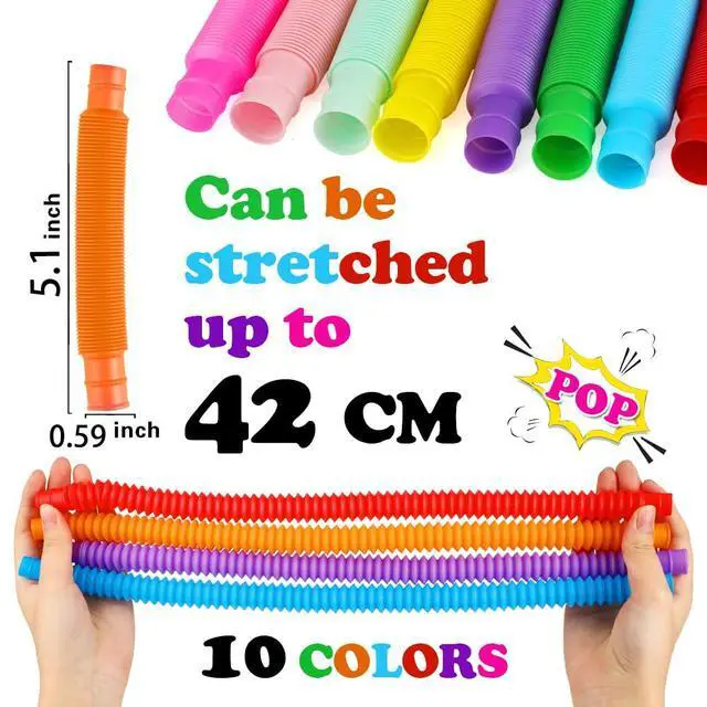 Alt view image 3 of 7 - 52 Pack Pop Tubes, Sensory Toys Party Favors for Kids 8-12 Fidget Toys for Anxiety Goodie Bag Stuffers Treasure Box Classroom Prizes Gifts for 3 4 5 6 7 8 9 Year Old Boys Girls Toddlers- 10 Colors